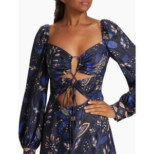 FARM Rio Macaw Forest Cutout Midi-Dress